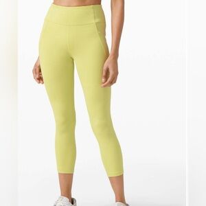 Lululemon Time To Sweat Crop 23" Lemon Vibe Size 2 EUC Leggings